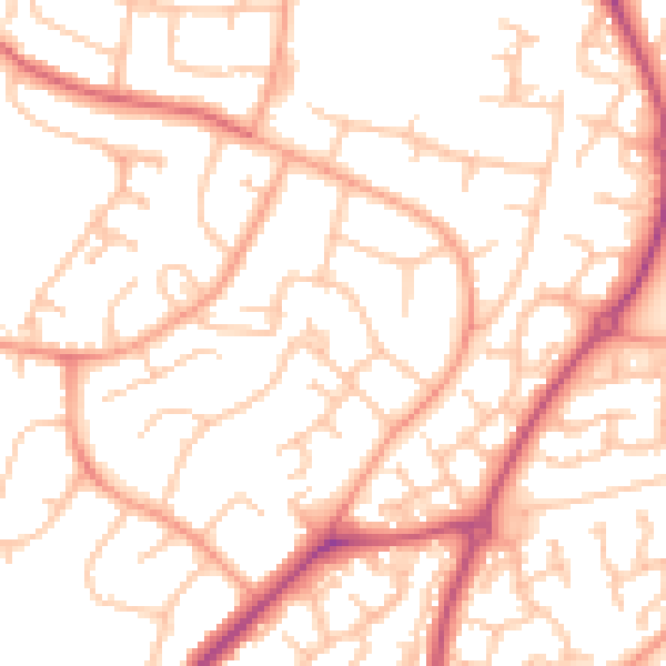 Daytime road noise heatmap for WR4 9UN