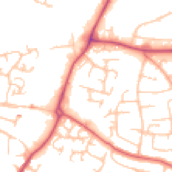 Daytime road noise heatmap for WR4 9XB