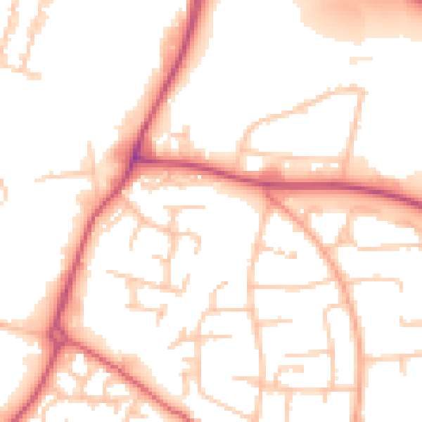 Daytime road noise heatmap for WR4 9XJ