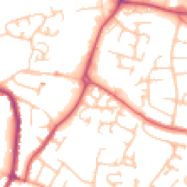 Daytime road noise heatmap for WR4 9XX