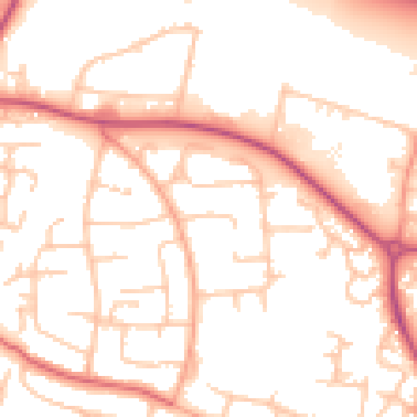 Daytime road noise heatmap for WR4 9YA