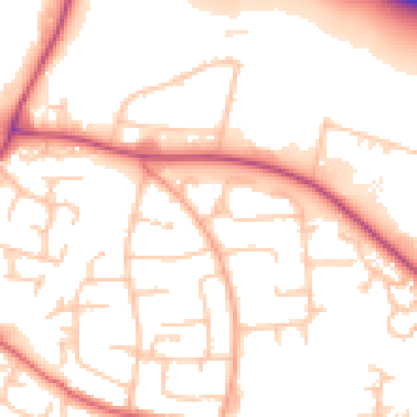 Daytime road noise heatmap for WR4 9YE
