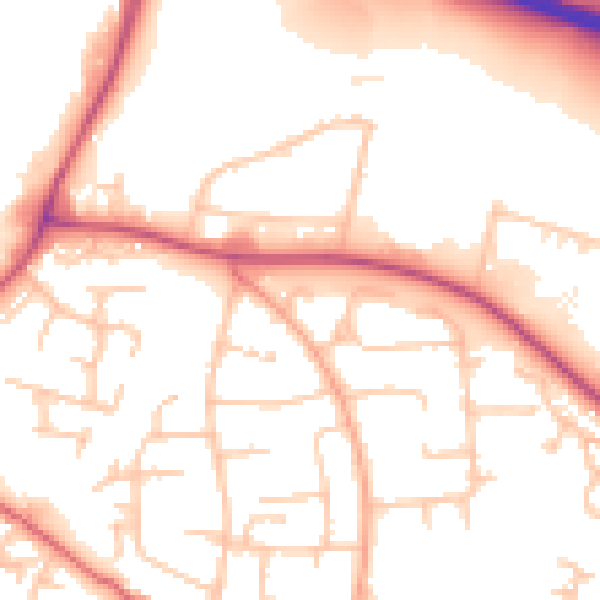 Daytime road noise heatmap for WR4 9YF