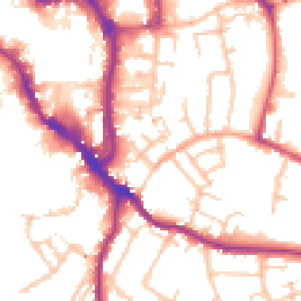 Daytime road noise heatmap for WR5 1AE