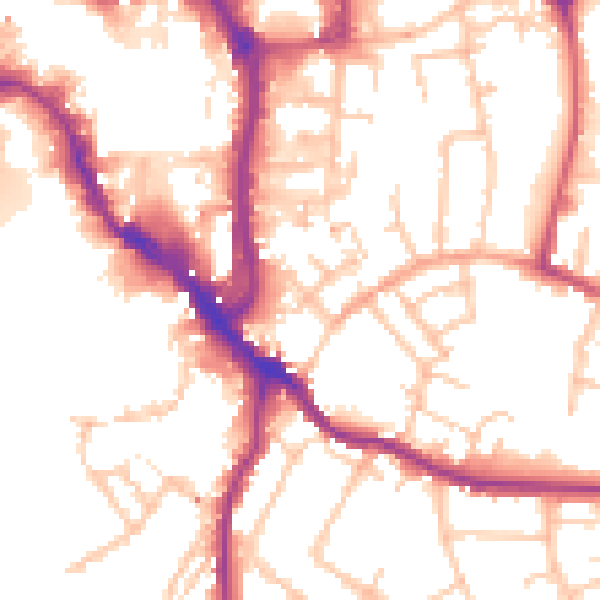 Daytime road noise heatmap for WR5 1AG