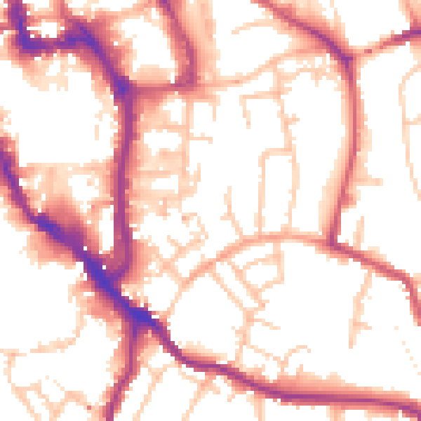 Daytime road noise heatmap for WR5 1AJ
