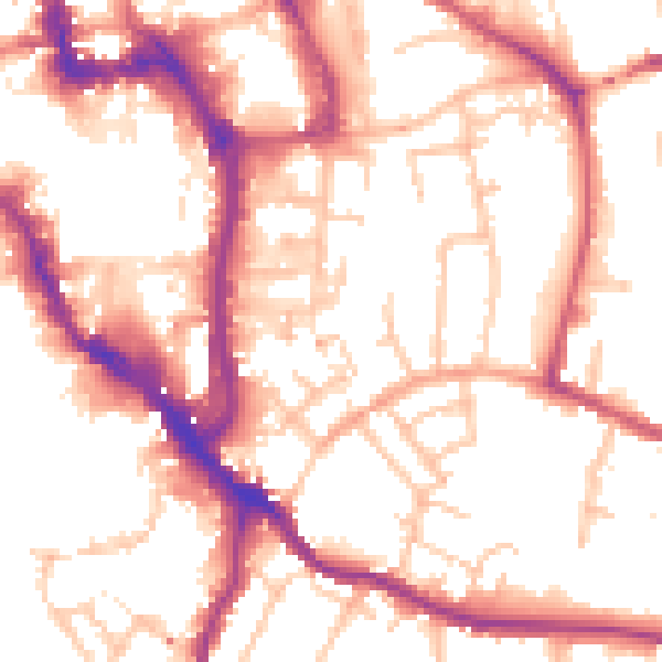 Daytime road noise heatmap for WR5 1AL