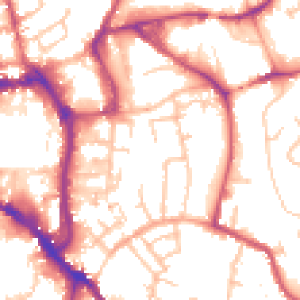 Daytime road noise heatmap for WR5 1AW