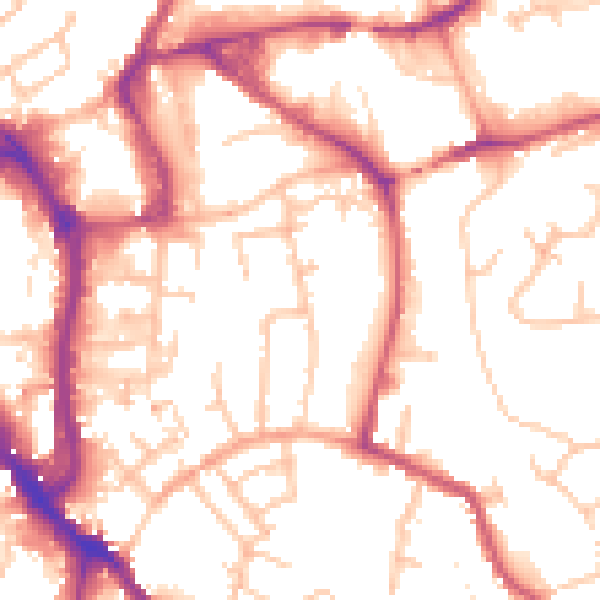 Daytime road noise heatmap for WR5 1BE