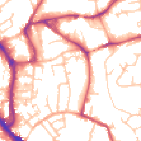 Daytime road noise heatmap for WR5 1BG