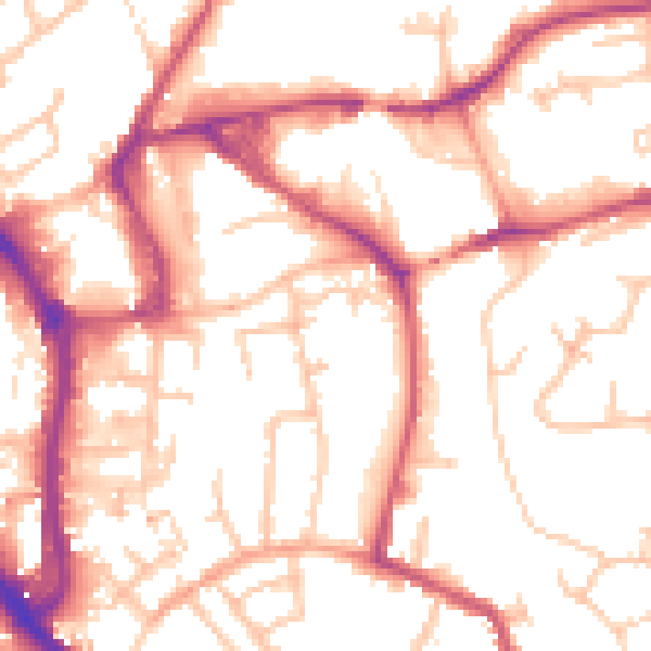 Daytime road noise heatmap for WR5 1BH