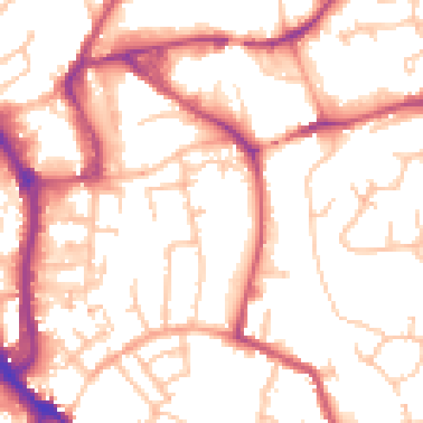 Daytime road noise heatmap for WR5 1BJ