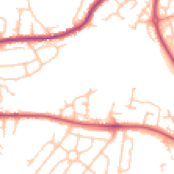 Daytime road noise heatmap for WR5 1BN