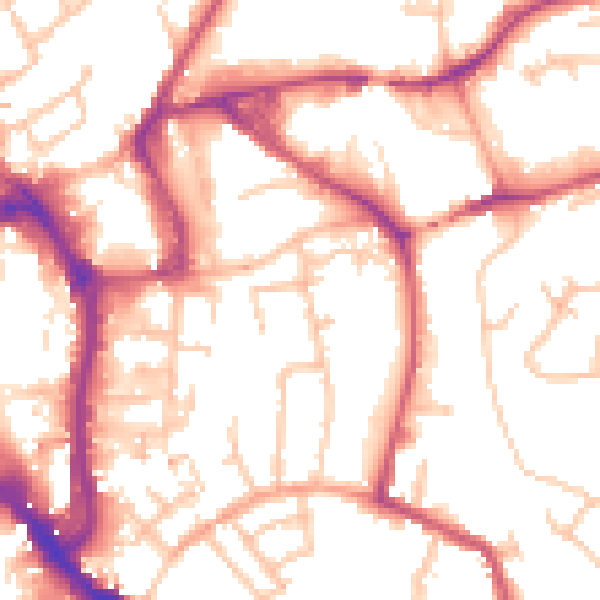 Daytime road noise heatmap for WR5 1BQ