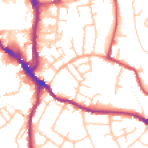 Daytime road noise heatmap for WR5 1BT