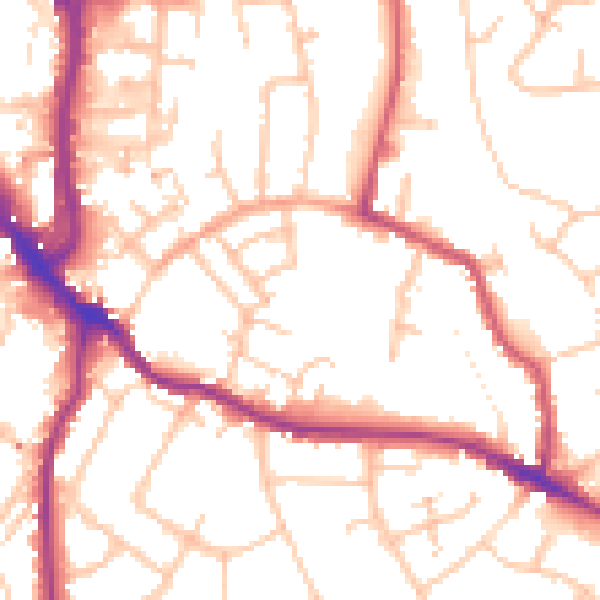 Daytime road noise heatmap for WR5 1BU