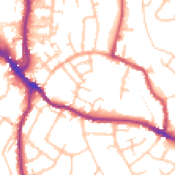 Daytime road noise heatmap for WR5 1BX
