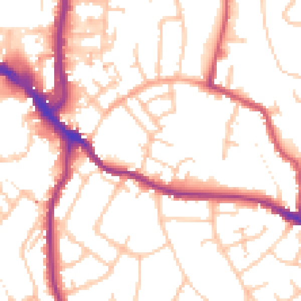 Daytime road noise heatmap for WR5 1BY