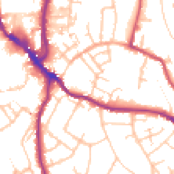 Daytime road noise heatmap for WR5 1BZ