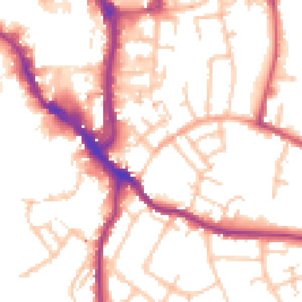 Daytime road noise heatmap for WR5 1DA