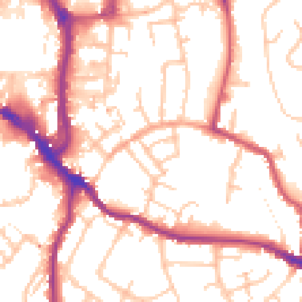 Daytime road noise heatmap for WR5 1DG