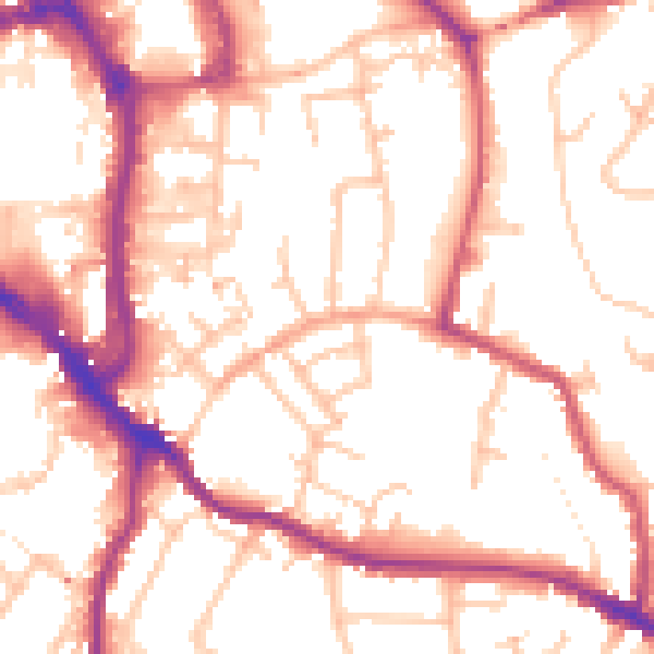 Daytime road noise heatmap for WR5 1DJ