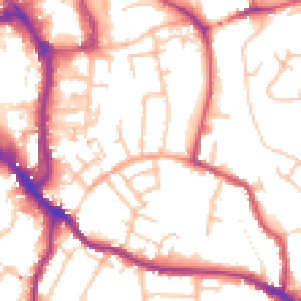 Daytime road noise heatmap for WR5 1DL