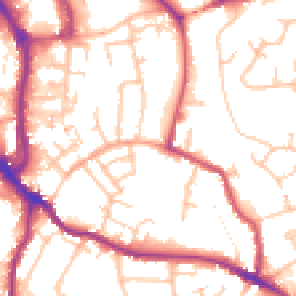 Daytime road noise heatmap for WR5 1DN
