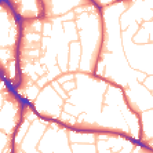 Daytime road noise heatmap for WR5 1DP