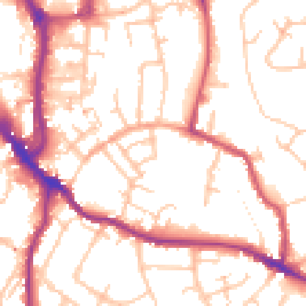 Daytime road noise heatmap for WR5 1DQ