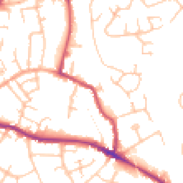 Daytime road noise heatmap for WR5 1DZ