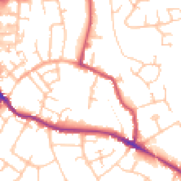 Daytime road noise heatmap for WR5 1EB
