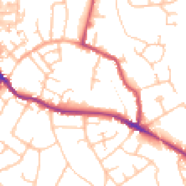 Daytime road noise heatmap for WR5 1EQ