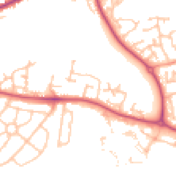 Daytime road noise heatmap for WR5 1JD