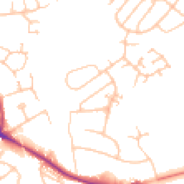 Daytime road noise heatmap for WR5 1QQ