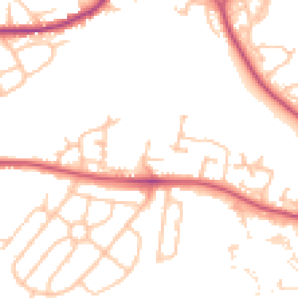 Daytime road noise heatmap for WR5 1SP