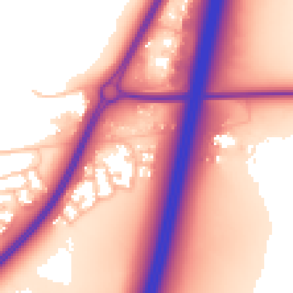 Daytime road noise heatmap for WR5 1TG