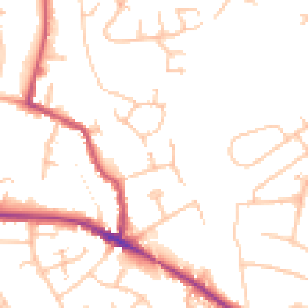 Daytime road noise heatmap for WR5 1TJ