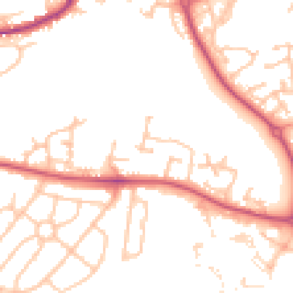 Daytime road noise heatmap for WR5 1TS
