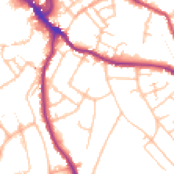 Daytime road noise heatmap for WR5 2AG