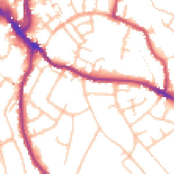 Daytime road noise heatmap for WR5 2BJ