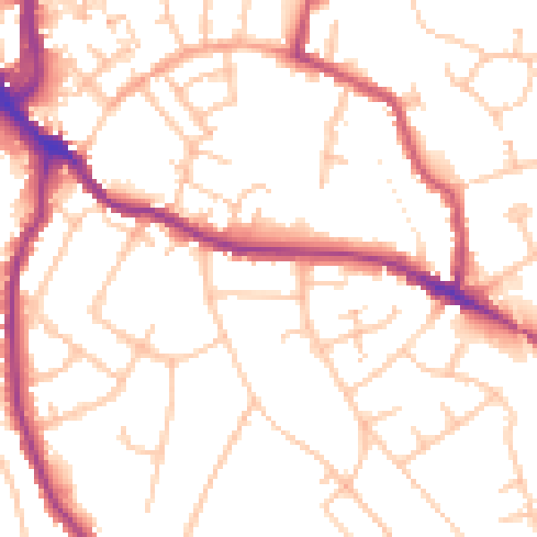 Daytime road noise heatmap for WR5 2BN