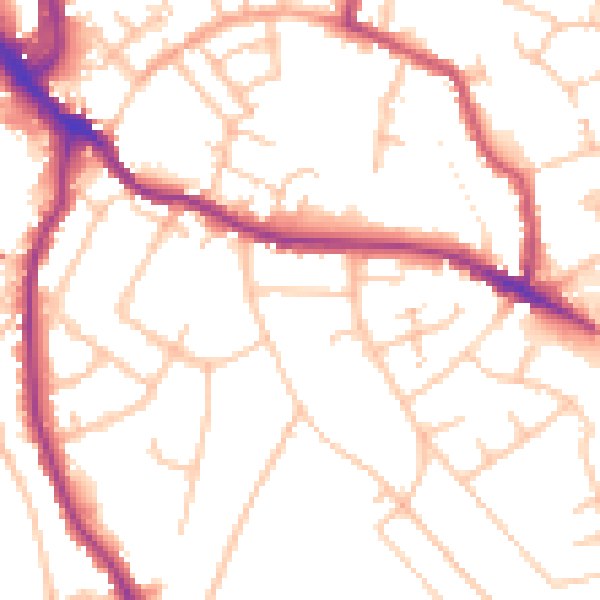 Daytime road noise heatmap for WR5 2BW