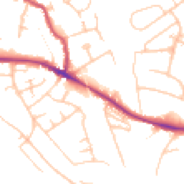 Daytime road noise heatmap for WR5 2EJ