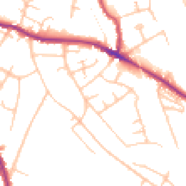 Daytime road noise heatmap for WR5 2HL