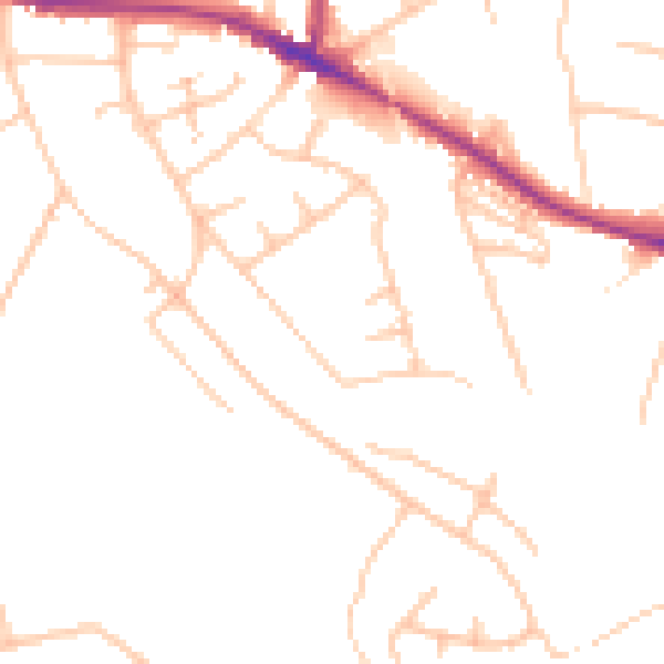 Daytime road noise heatmap for WR5 2HN