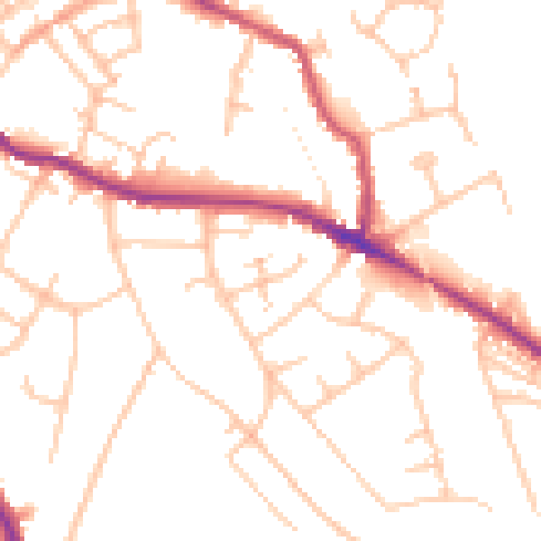 Daytime road noise heatmap for WR5 2HQ