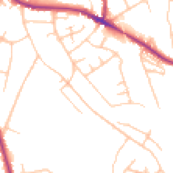 Daytime road noise heatmap for WR5 2JD