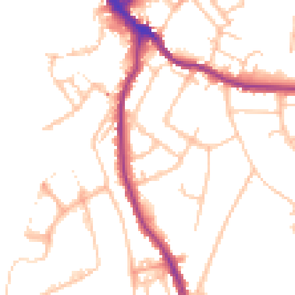 Daytime road noise heatmap for WR5 2JE