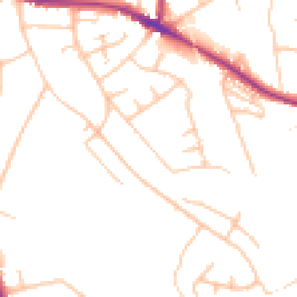 Daytime road noise heatmap for WR5 2JH